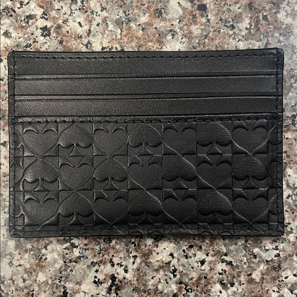 Kate Spade ♠️ Black Embossed Card Case with Gold Accent - Picture 2 of 4